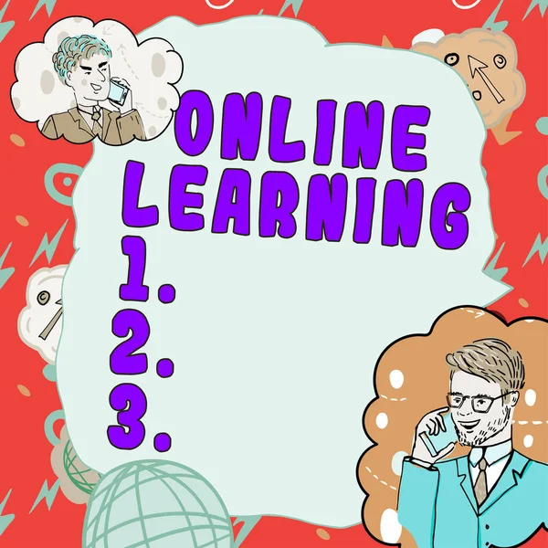 Inspiráció Mutató Jel Online Tanulás Üzleti Ötlet Nagyobb Segítségével Internet — Stock Fotó