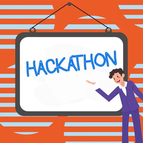 Tekst Pokazujący Inspirację Hackathon Wydarzenie Internet Concept Którym Duża Liczba — Zdjęcie stockowe