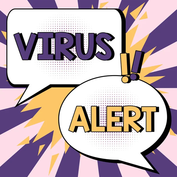 Λεζάντα Κειμένου Που Παρουσιάζει Virus Alert Έννοια Που Σημαίνει Προειδοποίηση — Φωτογραφία Αρχείου