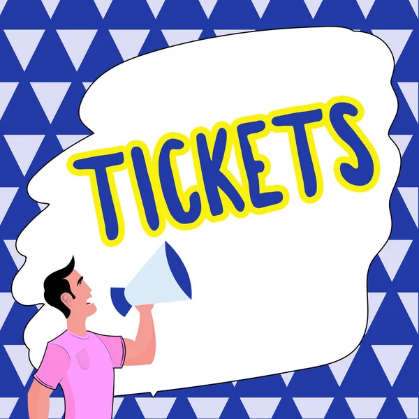 Inspiration Showing Sign Tickets Concept Meaning Small Paper Bought Provide — Stock Photo, Image