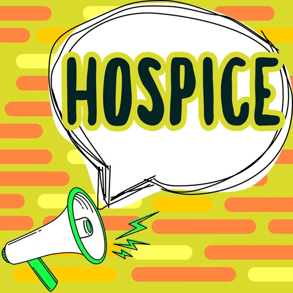 Fogalmi Felirat Hospice Word Írt Összpontosít Palliáció Egy Halálos Beteg — Stock Fotó
