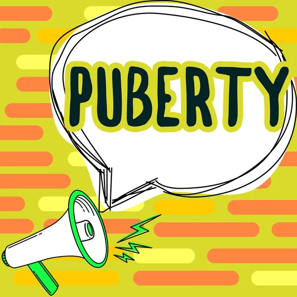 Kézírás Szöveg Pubertás Koncepció Azt Jelenti Hogy Időszak Válhat Először — Stock Fotó
