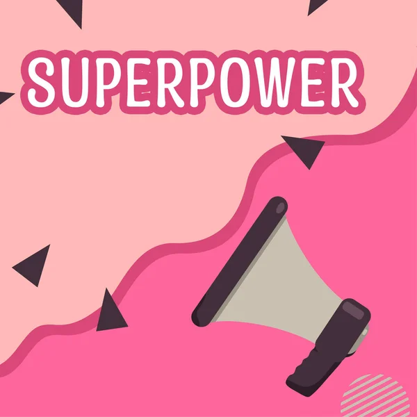 スーパーパワーを示すテキスト記号 種類の力または能力を意味する概念は ベアラーを可能にし 強制します — ストック写真