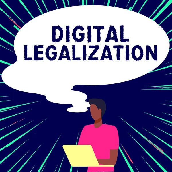 Tekst Bijschrift Presenteren Digitale Legalisatie Woord Voor Begeleid Door Technologie — Stockfoto