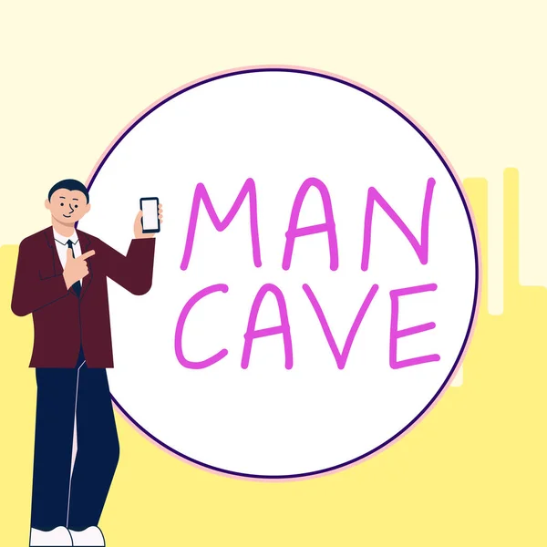 男人洞穴 写在为男人保留的房间 空间或区域上的字的启示 — 图库照片