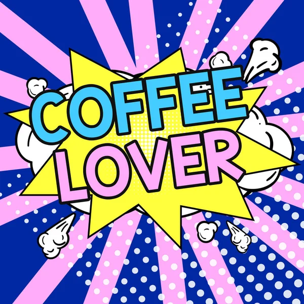 Bildunterschrift Coffee Lover Konzeptfoto Einer Person Die Kaffee Liebt Oder — Stockfoto