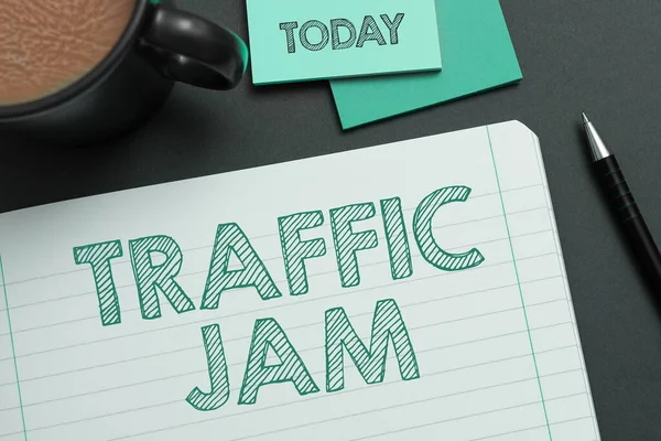 Sinal Texto Mostrando Traffic Jam Ideia Negócio Grande Número Veículos — Fotografia de Stock