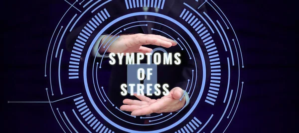 Texto Que Presenta Síntomas Estrés Palabra Escrito Servir Como Síntoma — Foto de Stock