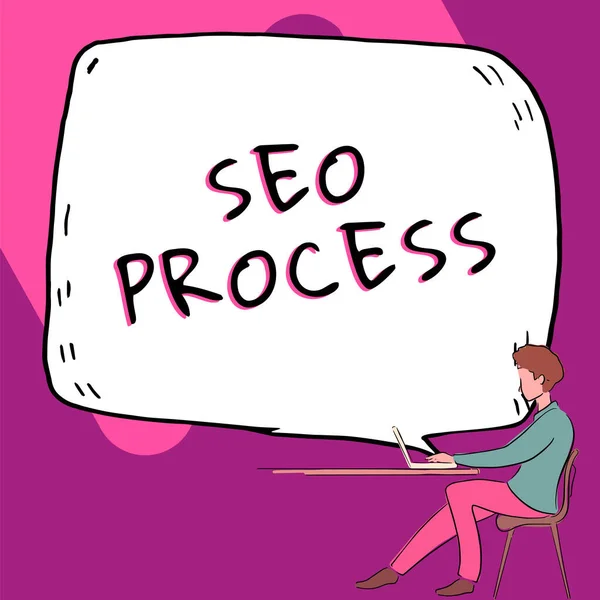 Inspiration Showing Sign Seo Process Business Showcase Steps Increasing Quality — Stock Photo, Image