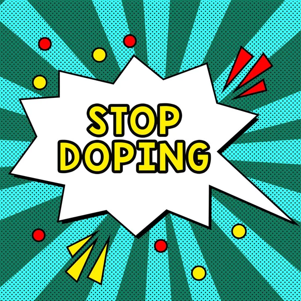 Podpis Tekstowy Prezentujący Stop Doping Słowo Wpisany Nie Używać Zakazanych — Zdjęcie stockowe