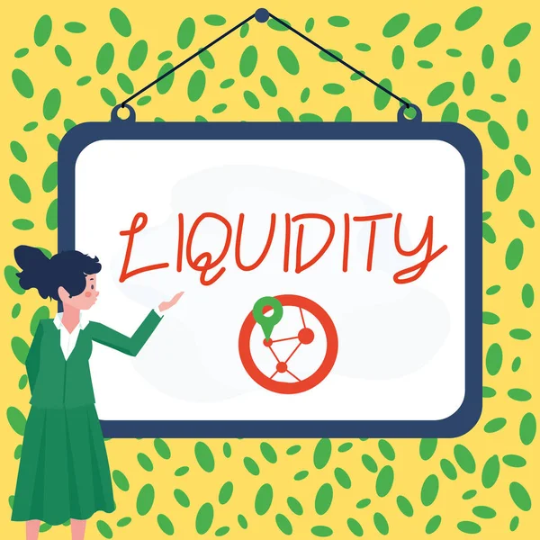 Sinal Escrita Mão Liquidez Foto Conceitual Saldos Dinheiro Bancários Liquidez — Fotografia de Stock