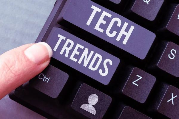 Text Bildtext Presenterar Tech Trends Word För Teknik Som Nyligen — Stockfoto