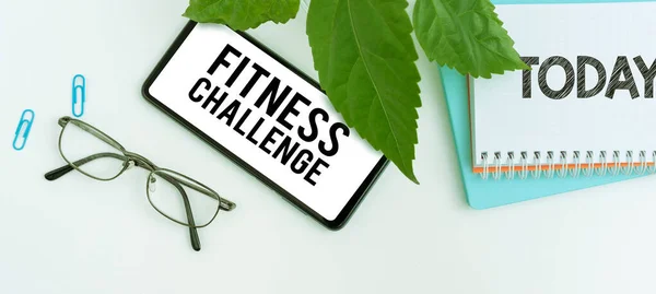 Texto Mostrando Inspiração Fitness Challenge Condição Visão Geral Negócio Estar — Fotografia de Stock