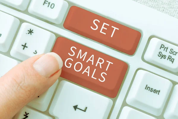 Zobrazení Nápisu Sada Smart Goals Konceptuální Foto Stanovit Dosažitelné Cíle — Stock fotografie
