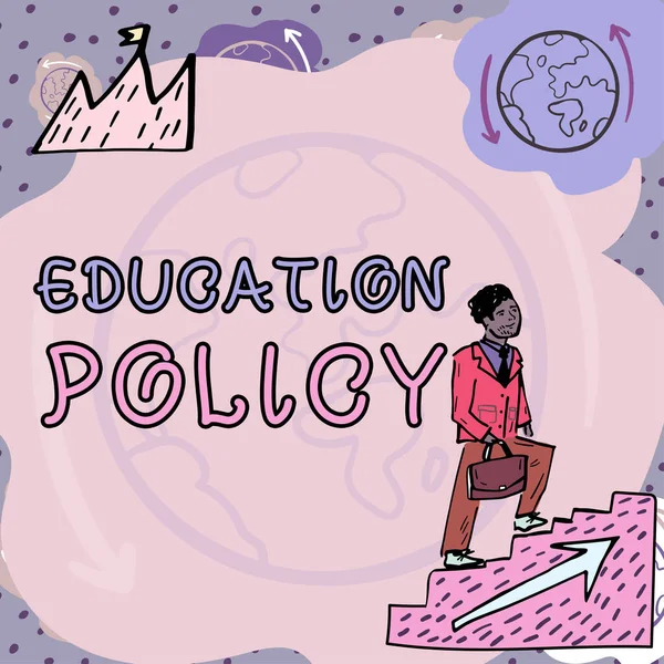 Logga Som Visar Utbildningspolitik Affärsidé Studieområde Som Behandlar Metoder För — Stockfoto