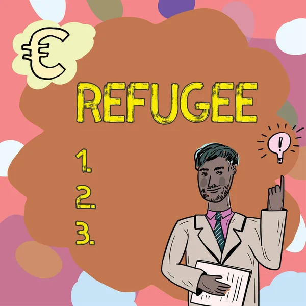 Inspiratie Toont Teken Vluchteling Business Idee Verwijst Naar Bewegingen Van — Stockfoto