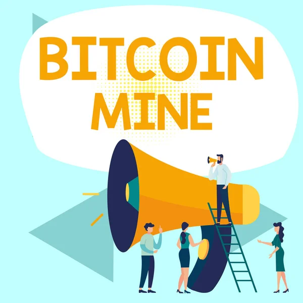 Affichage Conceptuel Bitcoin Mine Concept Signifiant Traitement Acquisition Des Transactions — Photo