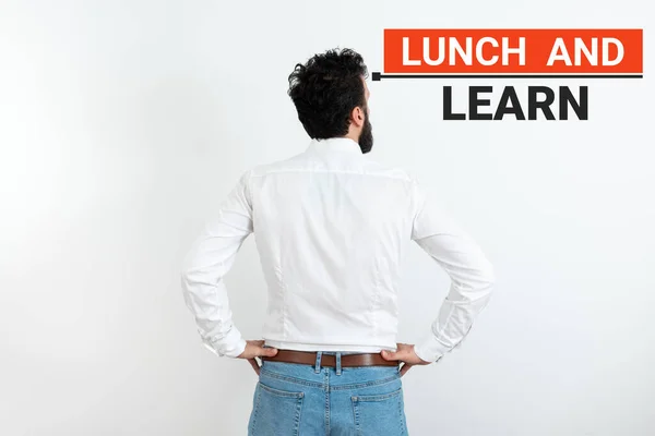 Konceptuell Bildtext Lunch Och Lärande Affärsidé Mat Och Studera Motivation — Stockfoto