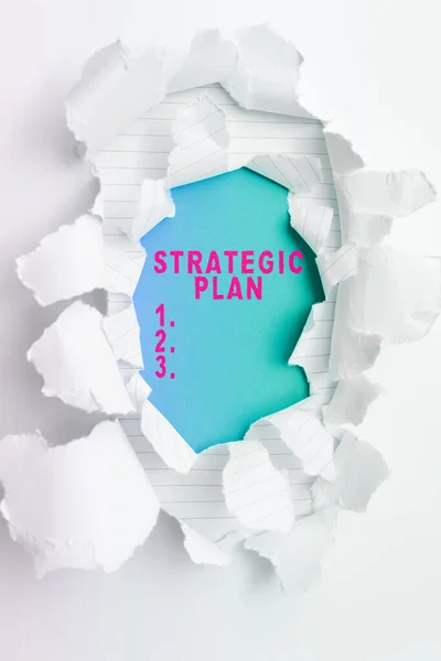 Text sign showing Strategic Plan, Business approach A process of defining strategy and making decisions