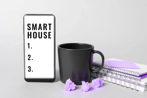 Legenda Conceitual Smart House Conceito Que Significa Casas Que Têm — Fotografia de Stock