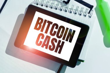 El yazısı imzası Bitcoin Cash, İş konsepti Kripto para birimi Engelleme Dijital para işi