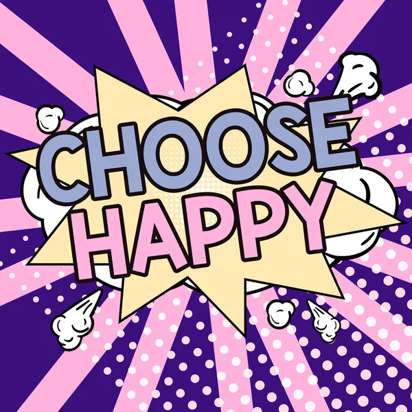 Texto Mostrando Inspiração Escolha Feliz Conceito Significando Capacidade Criar Felicidade — Fotografia de Stock