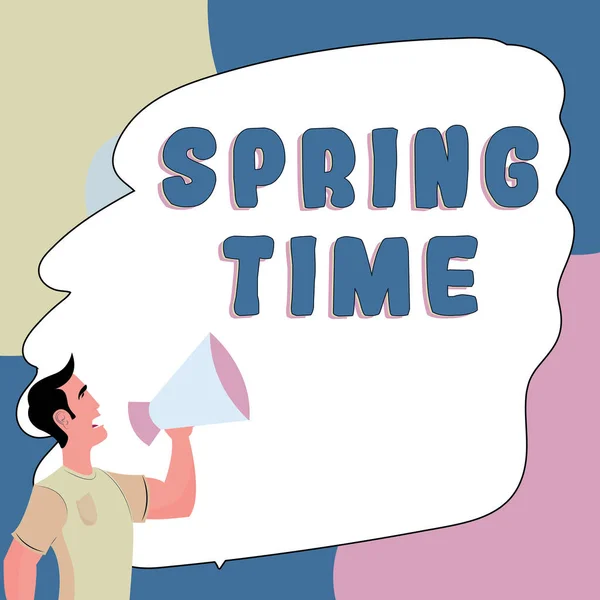 Text Zeigt Inspiration Spring Time Business Überblick Gemäßigte Jahreszeit Durch — Stockfoto