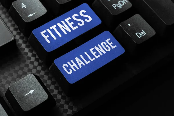 Знак Отображения Fitness Challenge Интернет Концепция Состояние Физически Здоровым Хорошем — стоковое фото