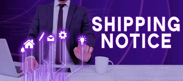 Text caption presenting Shipping Notice, Business concept ships considered collectively especially those in particular area