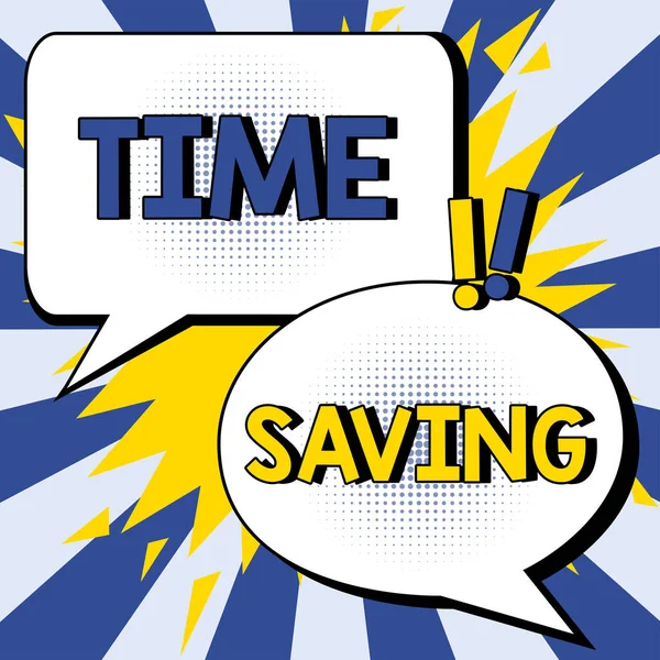 Handschrift Time Saving Concept Betekent Handeling Van Het Verminderen Van — Stockfoto