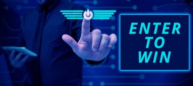 El yazısı işareti Kazanmak İçin Girin, İnternet Konsepti ödül veya kazanma şansı karşılığında bir şeyi takas etmek