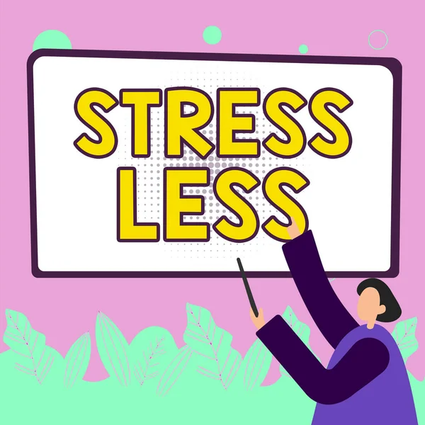 Kavramsal Manşet Daha Stres Yaklaşımı Sorunlardan Uzak Dur Rahatına Bak — Stok fotoğraf