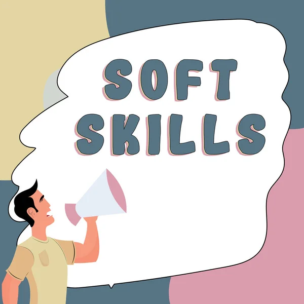 Подпись Тексту Представляющая Soft Skills Business Concept Personal Attribute Позволяет — стоковое фото