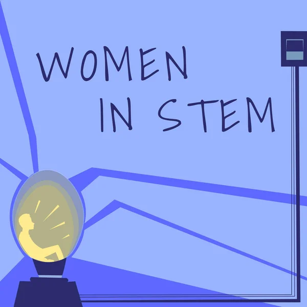 Натхнення Показує Знак Жінки Стовпі Слово Написане Науці Технологія Інженерія — стокове фото