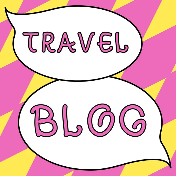 Textová Značka Ukazující Cestovní Blog Obchodní Vitrína Sdílení Myšlenek Zkušeností — Stock fotografie