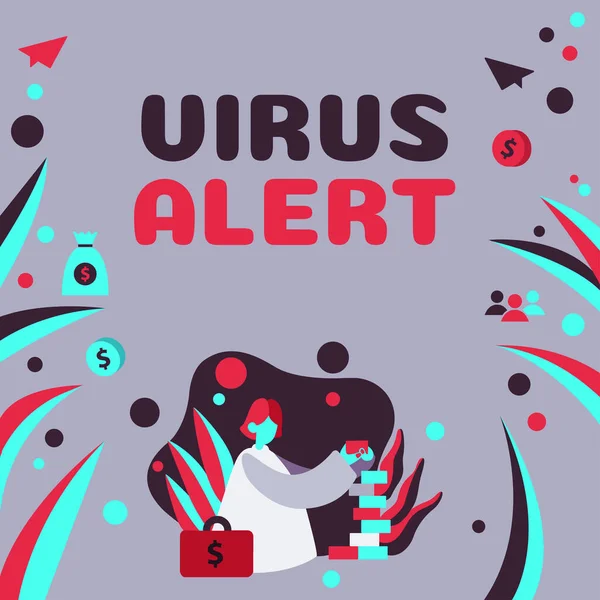 Conceptual Display Virus Alert Conceptual Photo Message Warning Non Existent — Stock Photo, Image