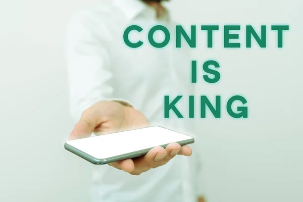 Text sign showing Content Is King, Concept meaning Content is the heart of todays marketing strategies