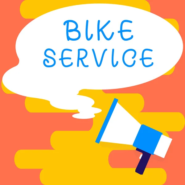 Display Concettuale Bike Service Meccanismo Pulizia Riparazione Della Vetrina Aziendale — Foto Stock