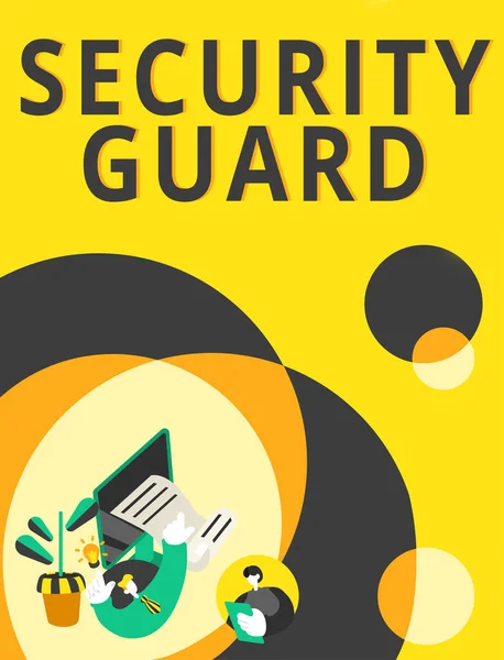 Подпись Тексту Представляющая Security Guard Word Инструментов Используемых Управления Несколькими — стоковое фото