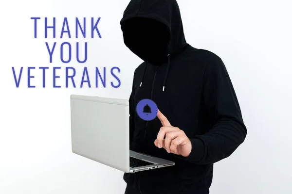 概念的なキャプションありがとう退役軍人 感謝の挨拶の表現のための言葉感謝の意 — ストック写真