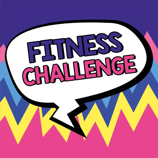 Szöveges Megjelenítés Fitness Challenge Szó Szerinti Állapot Hogy Fizikailag Fitt — Stock Fotó