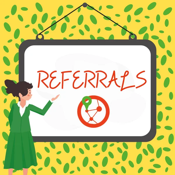 Sign Displaying Referrals Conceptual Photo Act Referring Someone Something Consultation — Stock Photo, Image