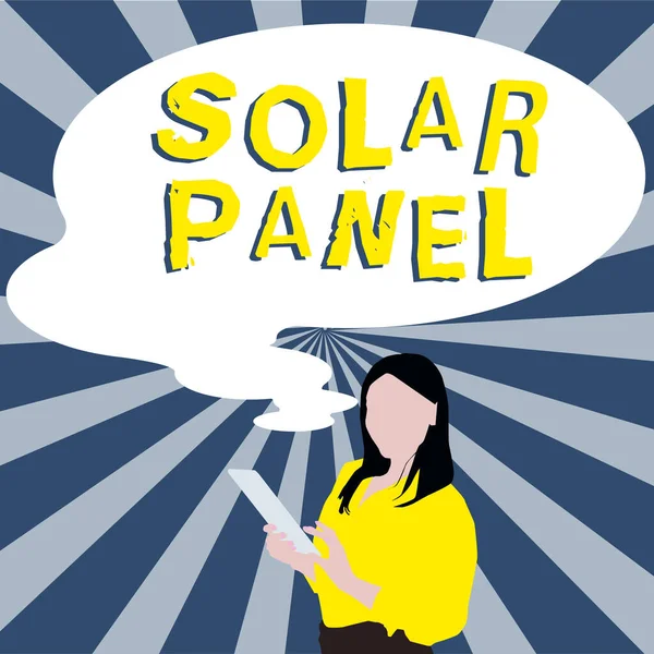 Inspirasi Menunjukkan Tanda Panel Matahari Konsep Yang Berarti Dirancang Untuk — Stok Foto