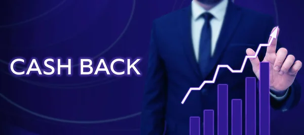 Teken Het Tonen Van Cash Back Business Aanpak Incentive Aangeboden — Stockfoto