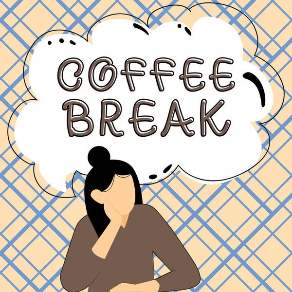 Yazısı Kahve Molası Bir Fincan Kahve Içmek Için Çalışmayı Bıraktığınızda — Stok fotoğraf
