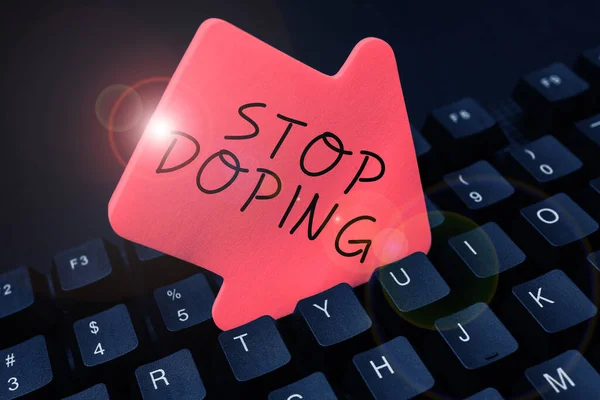 Εννοιολογική Λεζάντα Stop Doping Έννοια Σημαίνει Μην Χρησιμοποιείτε Απαγορευμένα Φάρμακα — Φωτογραφία Αρχείου
