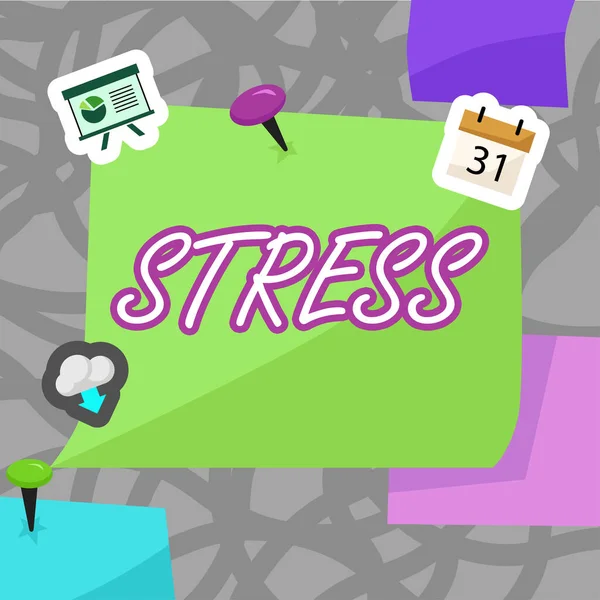 Sinal Texto Mostrando Stress Internet Concept Fator Físico Químico Emocional — Fotografia de Stock