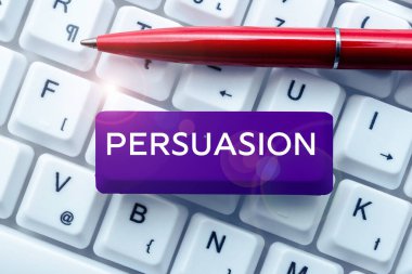 Metin başlığı: İkna, İş Konsepti birini ikna etme eylemi veya ikna edilme gerçeği