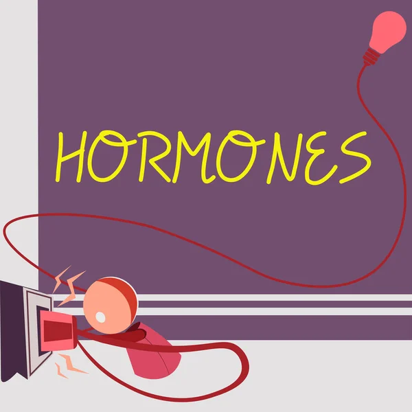 Señal Que Muestra Las Hormonas Sustancia Reguladora Del Concepto Negocio — Foto de Stock
