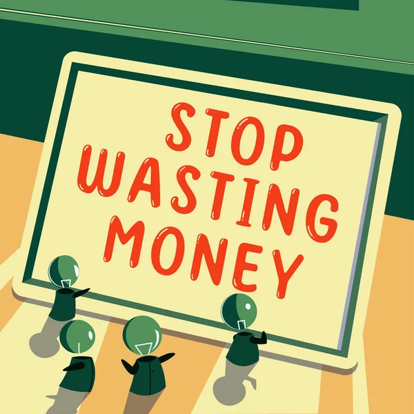 停止浪费金钱 给个人或团体概念性的照片建议 开始存钱并明智地使用它 — 图库照片